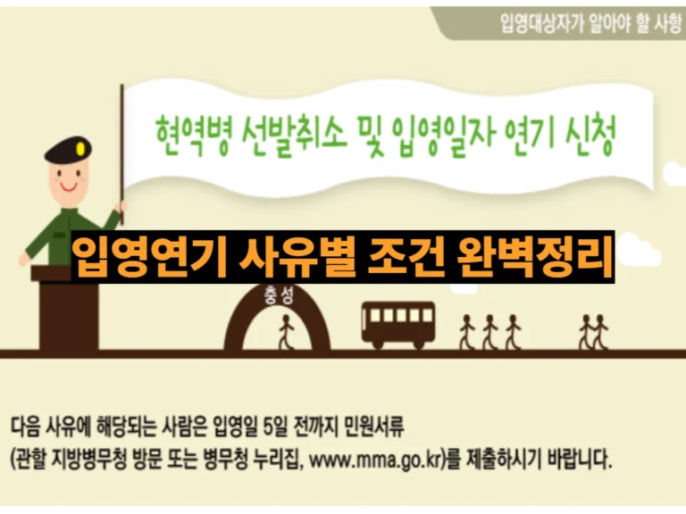 입영연기 신청 조건·사유·방법 완벽정리(2025 최 신 병무청 가이드)
